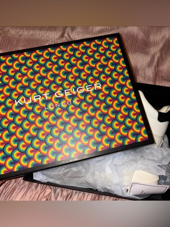 Kurt Geiger Laney Evil Eye Sneakers Black White Leather UK 39 US 7.5 8 Rare - Picture 3 of 7